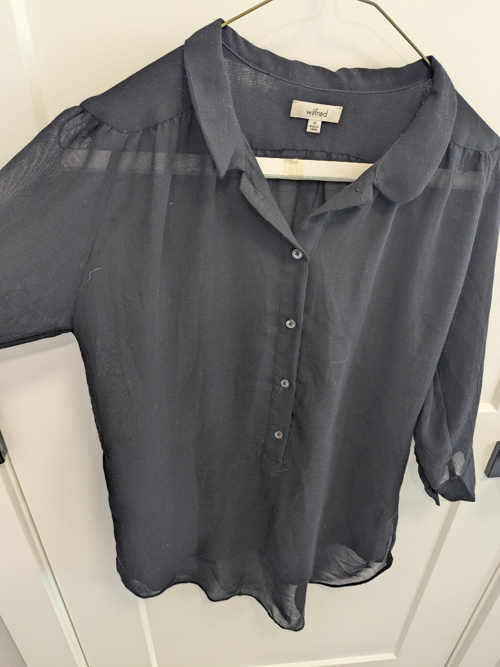 Aritzia Wilfred Sheer Black Tunic Blouse - Picture 4 of 7